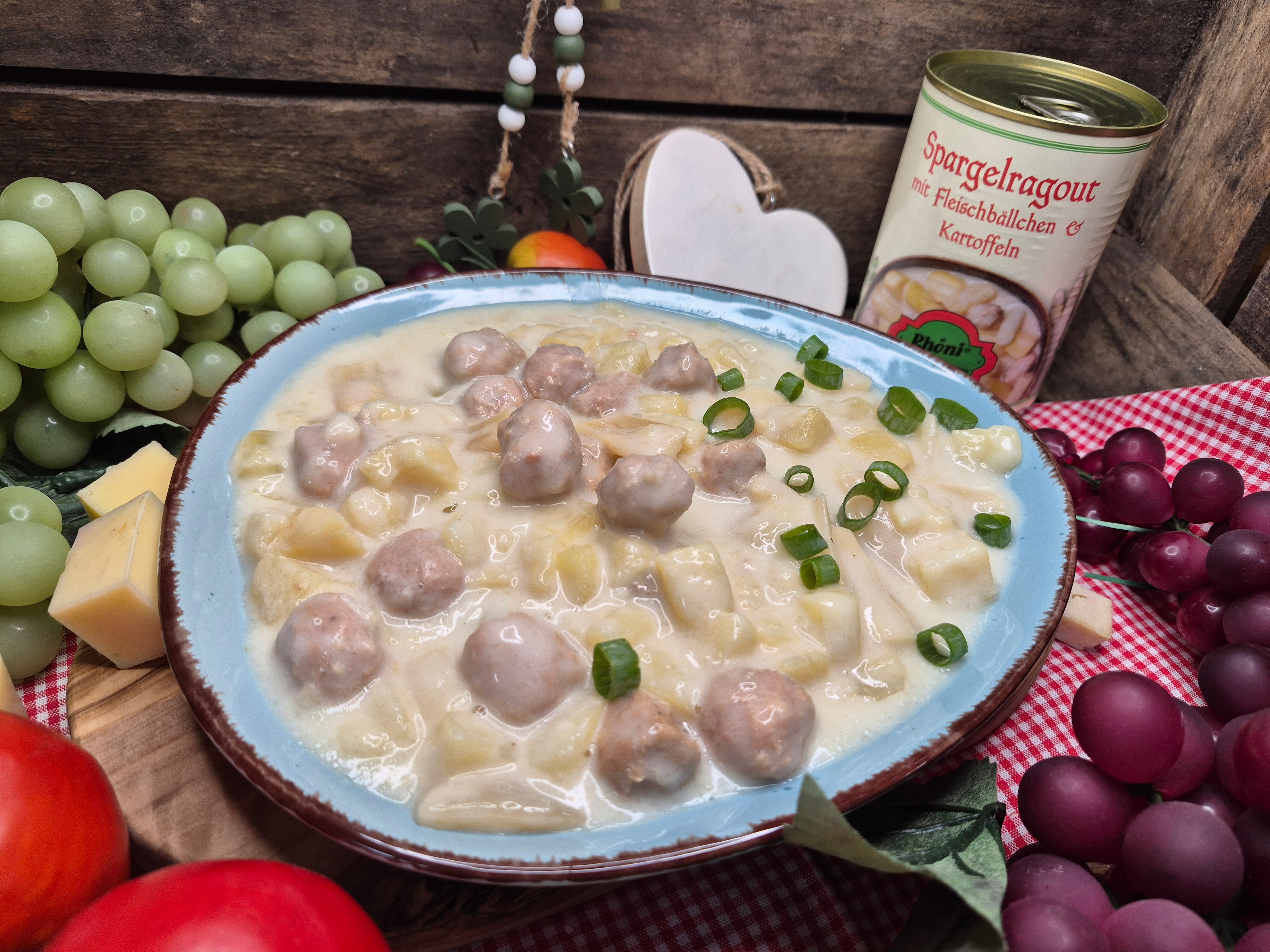 Spargelragout mit Fleischbällchen und Kartoffeln 400g Dose
