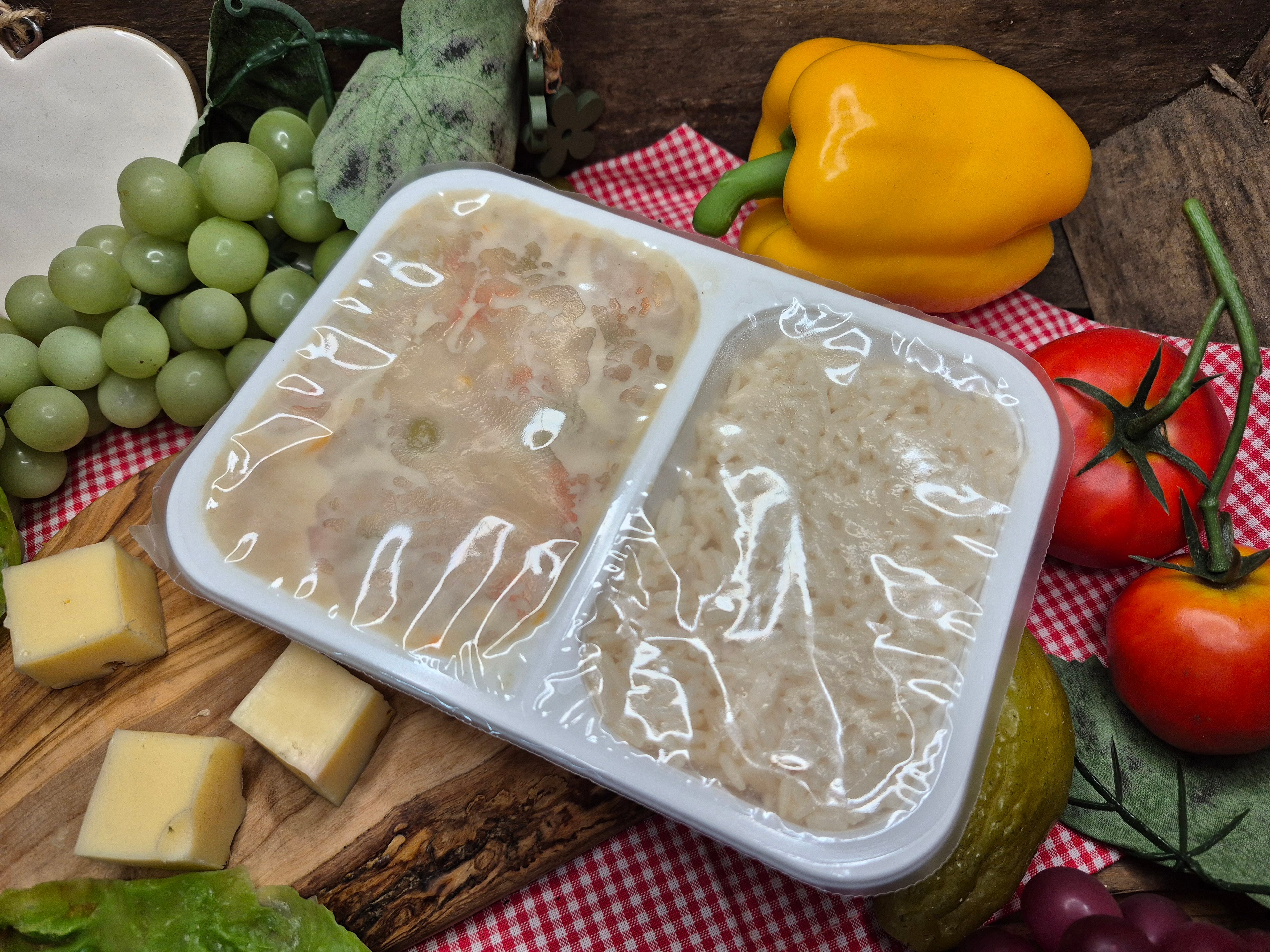 Hühnerfrikassee mit Gemüse & Reis 2 Kammer-Schale 350g