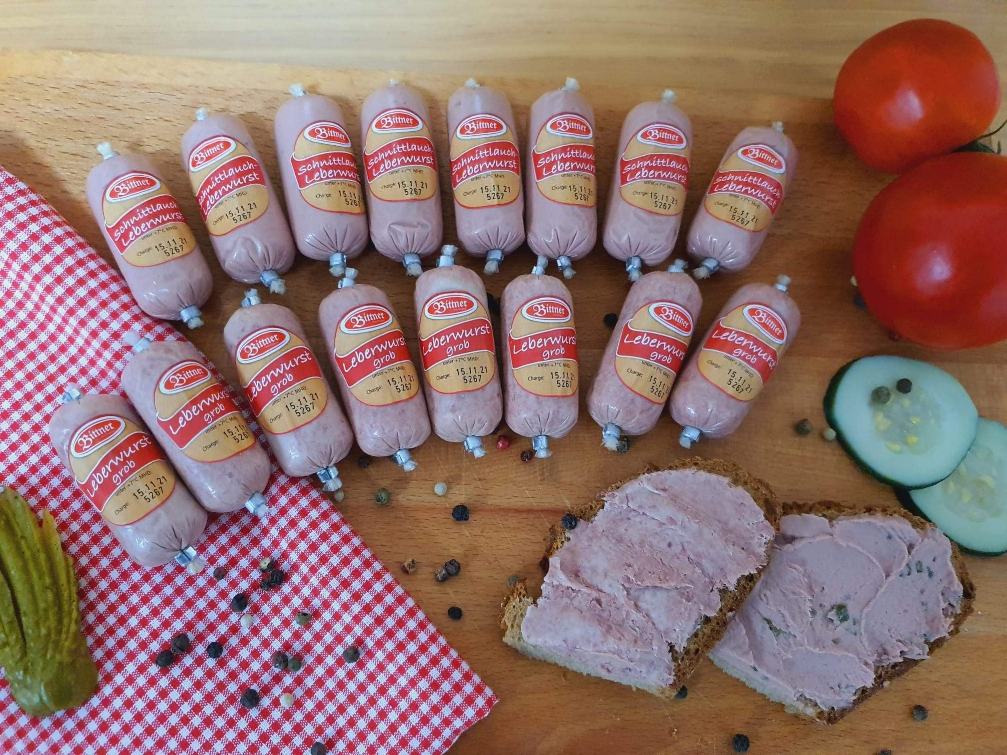 Leberwurst grob / Schnittlauchleberwurst 16x25g - 400g (MHD: 03.08.2026)