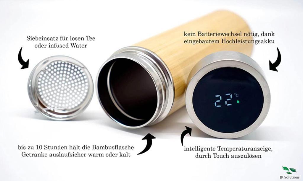 Thermosflasche aus Bambusholz und Edelstahl 300ml
