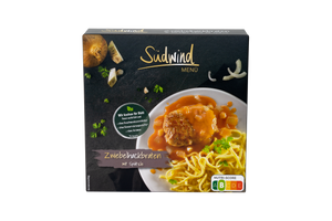 Südwind Zwiebel-Hackbraten aus Schweinefleisch in würziger Sauce mit Spätzle 375g